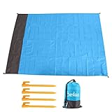 BeiLan Portátiles de Picnic Manta de Peso Ligero Impermeable a Prueba de Arena Arena Playa de Viaje Camping con Bolsa de Transporte para Actividades al Aire Libre y 4 Estaca Fijo (140 * 152cm)