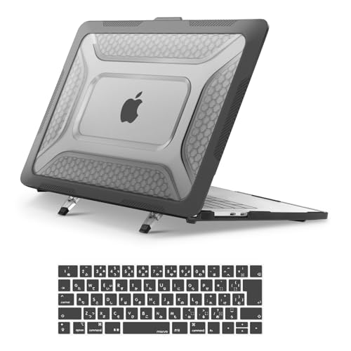 MOSISO 対応機種 MacBook Pro 13インチ ケース A2338 M2 M1 A2251 A2289 A2159 A1989 A1708 A1706 2025-2016、保護ケース ハニカムな柄 耐衝撃 TPU バンパードット 折りたたみ式ス