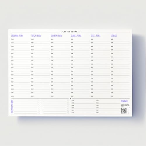 Planner Semanal com Horário - 50 Folhas - Tamanho A4