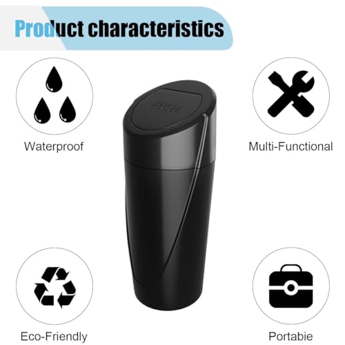 Image of Car Trash Can Bin with Lid, Portable Leakproof Automotive Garbage Can Bin, Car Cup Holder Trash Can with 1 Roll Trash Bags, Mini Car Storage Interior Accessories for Car, Vehicle, Office, Home (2PCS)
