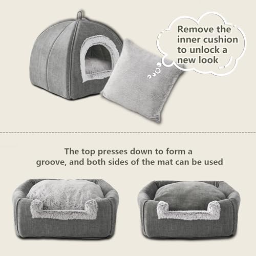 Cat Bed Cave-Cat Beds for Indoor Cats,Kittens and — top-down angle highlighting key features