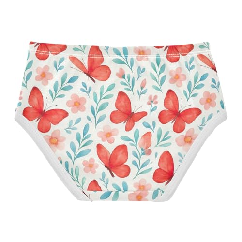 Joisal Fancy Girls Underwear Toddler 2t Cotton Girl Panties Cute Watercolor Red Butterflies Floral Kids Undies Briefs2