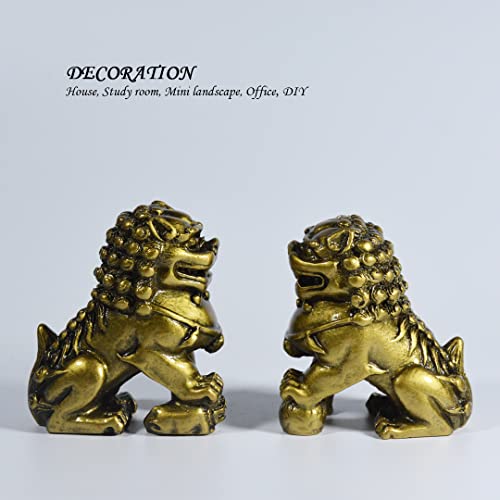 Estatua de Leones Guardianes Feng Shui en Resina Bronce miniatura 5