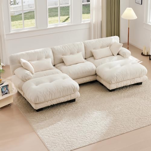 Wyibwy Sofá Modular, sofá esquinero, diseño ergonómico, sofá Nube de 5 plazas, Revestimiento 100% Espuma viscoelástica construcción Robusta y cómodos reposabrazos, Tela de Terciopelo