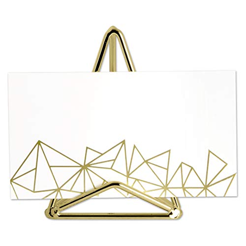 Koyal Wholesale Modern Metal Geometric Triangle Wedding Place Card Holders, Set of 12 Gold Table Number Holders for Wedding, Bridal Shower, Rehearsal Dinner, Thanksgiving, Christmas, Home Decor