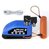 JAGASOL Motorcycle Lock Rechargeable, Alarm Disc Brake Lock with Reminder Cable, 110 dB Alarm Sound, Anti-Theft Waterproof, 2 H Fast-Charging, 9 Months Standby, 7 mm Lock Pin Universal for Bikes