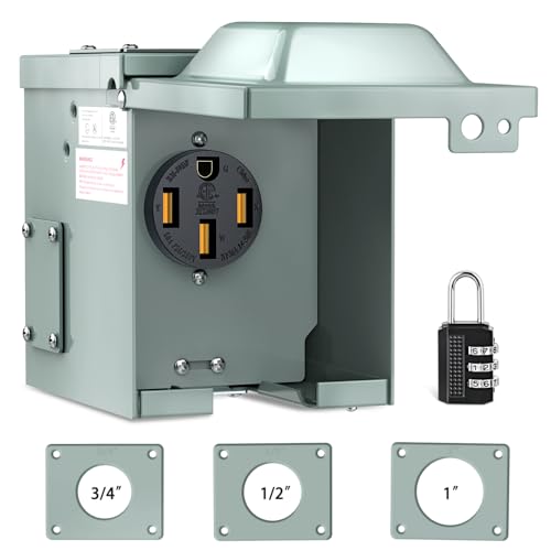 Image of Nilight 50AMP RV EV Power Outlet Box 125 /250V ETL Listed 14-50R Receptacle | Heavy Duty Pre-drilled Enclosed Lockable Box Waterproof for Camper Caravan Motorhome Van