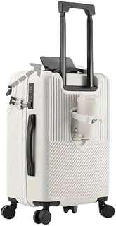 Suitcase Travel Gear Carry-on Luggage with Cup Holder & USB Charging Port, Hard Side Luggage with Spinner Wheels, Lightwei...