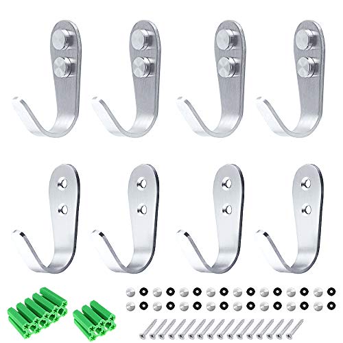 SJUNJIE 8 Piezas Colgadores de Gancho de Pared Perchero de Pared in Acero inoxidable para Colgar Ropa Bufanda Bolsa Toalla Llave(Plata)