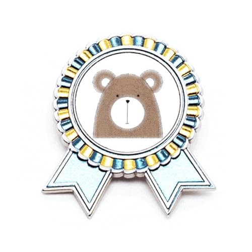 Broche ours potelé en métal M comme médaille de récompense unique