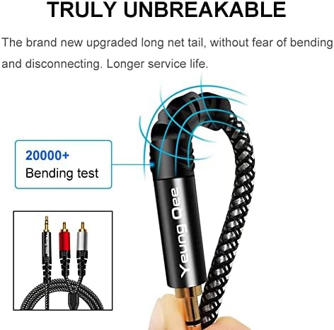 Yeung Qee 3.5mm to 2 RCA Audio Cable 2M, Nylon Braided 3.5mm Male to 2RCA Male Stereo Audio Y Adapter cable AUX RCA Splitter Cord Compatible with Smartphones, MP3, Tablets, Speakers, HDTV (2M)
