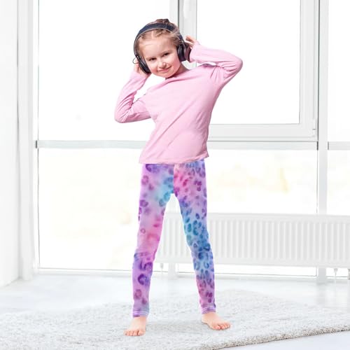 Girls Leggings Leopard Print Kids Length Leggings Pants Toddler Athletic Soft Pretty Pink Tights Trousers 4T4
