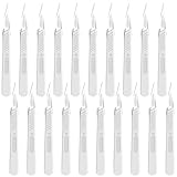 20 Stück Skalpellklingen, Skalpellmesser mit Skalpell-Griff, Kunststoff Chirurgische Skalpellmesser, Skalpellklingen Aus Karbonstahl, Ersatzklingen mit Schutzkappe, Einzeln Steril Verpackt (Weiß)
