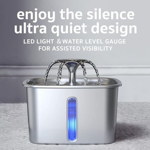 Veken PFC3V301 Innovation Award Winner Stainless Steel Cat Water Fountain, 95Oz/2.8L Automatic Pet Fountain Dog Water Dispenser thumb #5