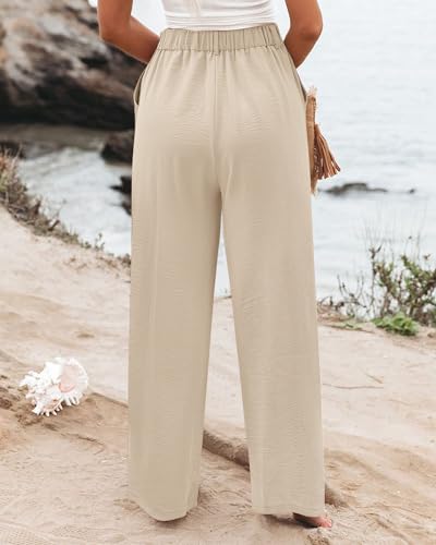 Angerella Women Wide Leg Pants High Elastic Waisted in The Back Business Work Trousers Long Casual Pants with Pockets3
