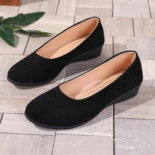 Chaussures décontractées en daim de qualité supérieure avec talon compensé - 2