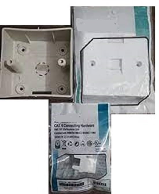 Image of Combo Set - RJ45 CAT6E LAN I /O Network Keystone Jack + Gang Box + Single Face Plate (Set of 2 Pcs)