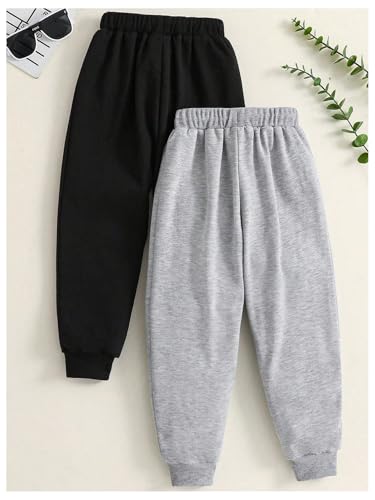 GORGLITTER Boy's 2 Pack Active Pants Elastic Waist Jogger Pants with Pockets2