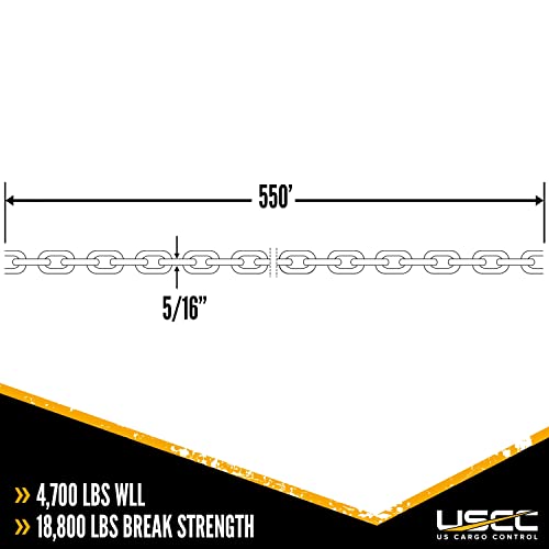 US Cargo Control Grade 70 Transport Chain Drum, 5/16 Inch x 550 Foot, Bulk Chain, Easily Secure Heavy Loads To A Truck Or Flatbed Trailer, 4,700 Pound Working Load Limit, Pallet Shipment Required - Thumbnail 4