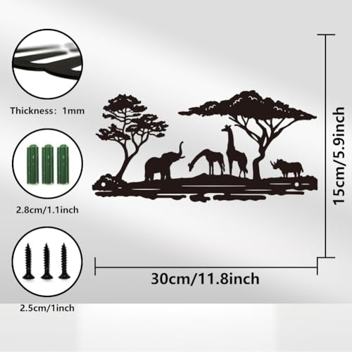 WADORN Black Elephants Metal Wall Art Decor, Animal Wall Silhouette Sculpture - Image 3