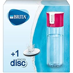 BRITA Botella de filtro de agua, reduce el cloro y las impurezas orgánicas, sin BPA, rosa, 600 ml