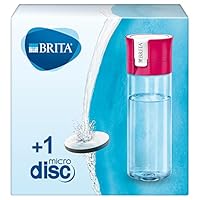 BRITA Borraccia filtrante per acqua, Pink (0.6l) - incl. 1 filtro MicroDisc per la riduzione di cloro, PFAS*, erbicidi, pesticidi e impurità