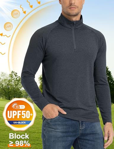 TACVASEN Herren 1/4 Reißverschluss Laufshirts Wasser Atmungsaktiv Schnelltrockenende Trainignsshirts (L, Schwarz)