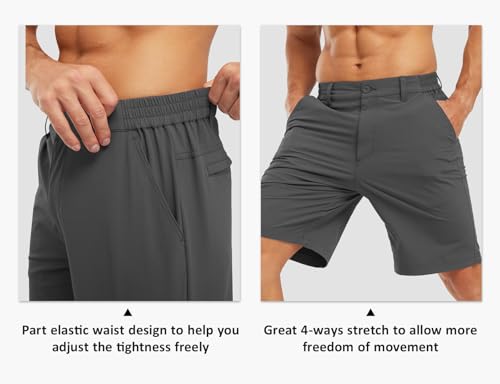 Image of TBMPOY Men's Golf Shorts Lightweight 5 Pockets Casual Dress Stretch Elastic Waist Quick Dry Flat Front Travel Shorts