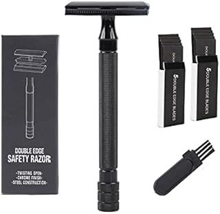 Long Handle Double Edge Safety Razor for Men & Women| Black Razor | Waste Free Double Sided Razor | Vintage Razor | Shaving Razor | Fits All Double Edged Razor Blades