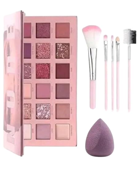 18-Shade Nude Eyeshadow Palette with Professional Makeup Brush Set and Beauty Blender for Complete Versatile Glam Eye Looks-image-9