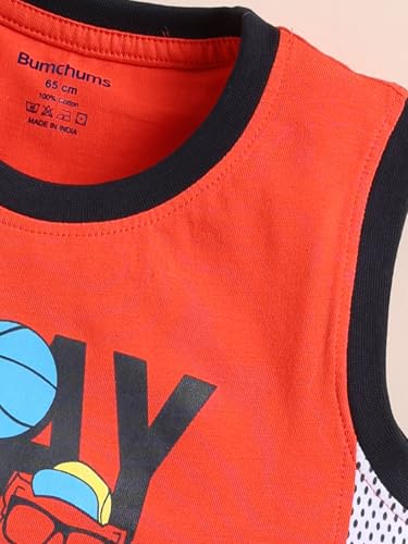 Image of Bumchums Boys Sleeveless Round Neck T-Shirt and Pant Set for Boys, Casual Clothing Set, Trendy and Cute, Graphic