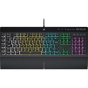 CORSAIR K55 RGB PRO Wired Membrane Gaming Keyboard (Dynamic RGB Backlight, 6 Macro Keys with Elgato Software Integration, IP42 Dust and Splash Protection), QWERTZ, Black.
