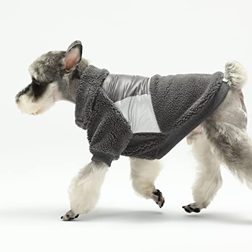 Fitwarm Sherpa Dog Coat With Reflective Stripe, Dog Winter Clothes For Small Dogs, Turtleneck Pet Sweater, Cat Apparel, Grey, Small #TOP1