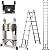 Soctone Telescoping Ladder A Frame, 16.5 Ft Compact Aluminum Extension Ladder, Telescopic RV Ladder for Camper Trips Motorhome with Tool Platform and Stabilizer Bar, 330 lb Capacity, Black