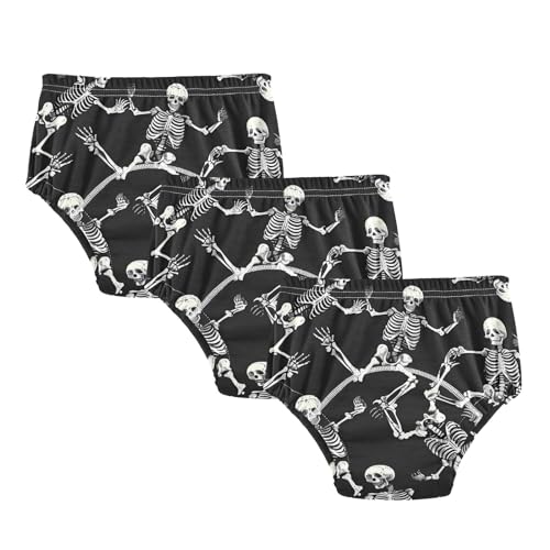 Toddler Training Pants, Skeletons Black Cotton Potty Training Underwear for Baby Boy Girl 3-Pack