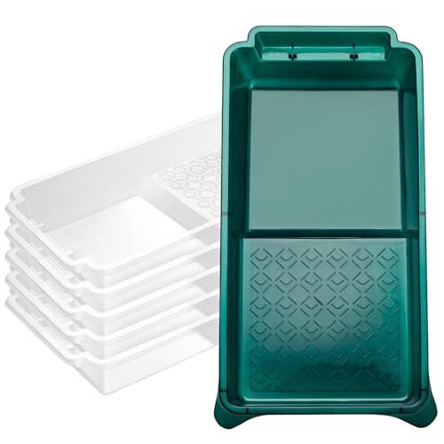 YiBaiBrush Lot de 6 revêtements de plateau de peinture jetables de 10,2 cm, bac à peinture en plastique avec cadre à rouleau, pour décoration d'intérieur, peinture de murs et de meubles