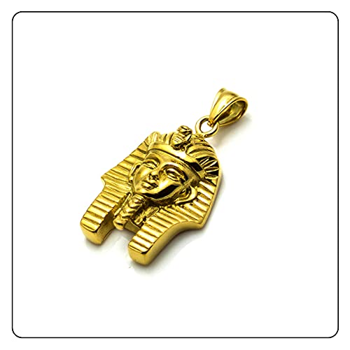 Punk Rock Titanium Steel Pharaoh Pendant Necklace,22" Link Chain4