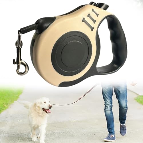 GNALIA Guinzagli Retrattili Per Cani 1 Pezzo Estensibile 5M Beige - Per Cani Piccoli E Medi Con Collare Regolabile
