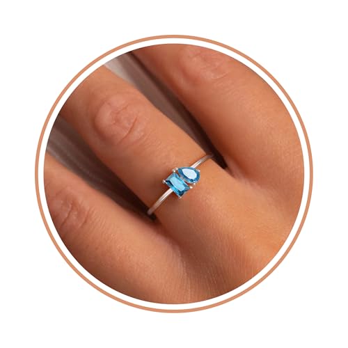 Birthstone Rings for Women Non Tarnish Gold Rings Mothers Day Gifts Birthday Gifts for Teen Girls Dainty 14K Plated Adjustable CZ Stacking Promise Ring Christmas Stocking Stuffers Anniversary Jewelry for Friend Sister Girlfriend Mom