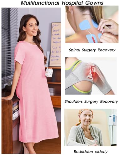 Image of Deyeek Hospital Gowns for Women Labor Delivery Shoulder Surgery Dress Adaptive Clothing Night Robes for Elderly Plus Size