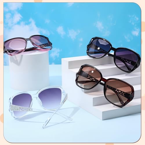 Image of Women Oversized Sunglasses UV400 Protection Lens Sun Glasses | Lightweight Shiny Frame, Classic Trendy Design, Multiple Color Options for Walking, Driving, Shopping, Taking Photos