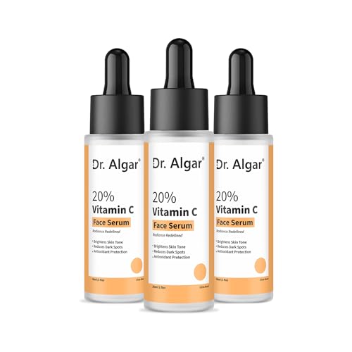 Image of Dr. Algar 20% Vitamin C Face Serum for Skin Brightening & Radiance | Helps Reduce Pigmentation, Dark Spots & Uneven Skin Tone | Lightweight Formula for All Skin Types