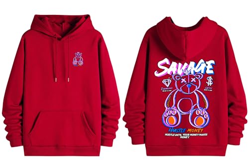 Image of Dagcros Hoodies Printed Fleece Lined Sweatshirts Casual Athletic Workout Pullover with Kangaroo Pocket for Men's