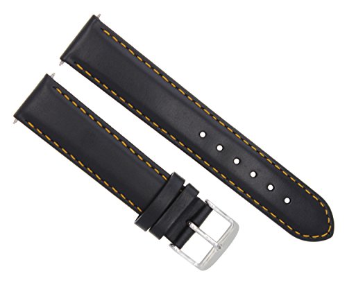 20mm Smooth Leather Watch Strap Band Compatible with Baume Mercier Capeland 65405 Black Os