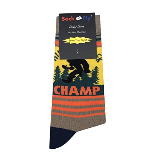 Hide Bigfoot Dress Socks Funny Novelty Crazy Fun Design Men Size 8-12 Cotton Casual Crew Colorful Funky Fancy Socks Gift for Men4