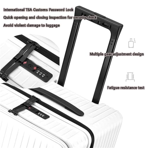 Wheeled suitcase, large-capacity hard-shell suitcase with cup holder, USB port, front-opening carry-on(B,20in)4