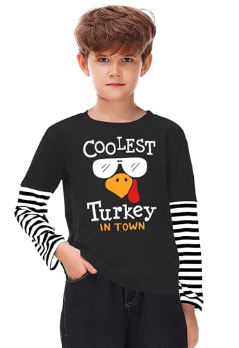 Image of Remimi Unisex Kids Christmas Long Sleeve Shirt Xmas Print Stripe Shirts 2-12 Years