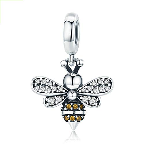 Bee Charm Honeycomb Honeybee Bracelet Beads 925 Sterling Silver AAA Cubic Zirconia Pendant Yellow Charms for Jewelry Making fit European Bracelet and Necklace