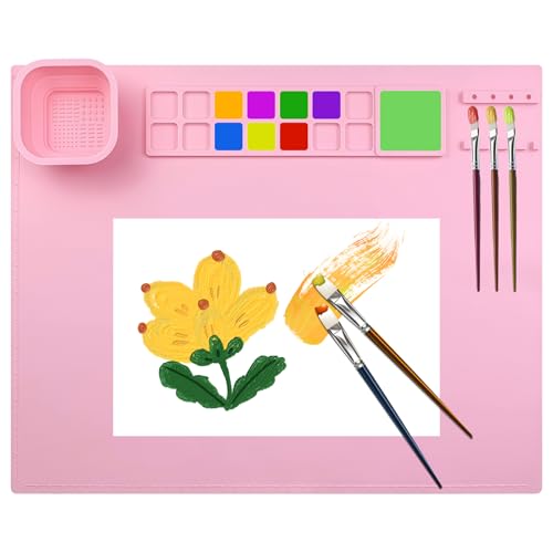 Tapis de Peinture en Silicone,50 x 40 cm Tapis Peinture,Silicones Mat pour Bricolage Artisanat,Protection Table Dessin Enfant,Protege Table Peintures Enfant...