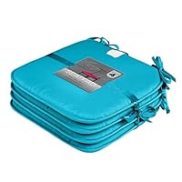 Lions Chair Seat Pads for Dining Chairs Pack of 4 - Removable Seat Covers Pad, Non Slip Kitchen Square Chair Seat Cushions With Ties, Comfortable Garden Outdoor Pads (38x38cm, Teal)